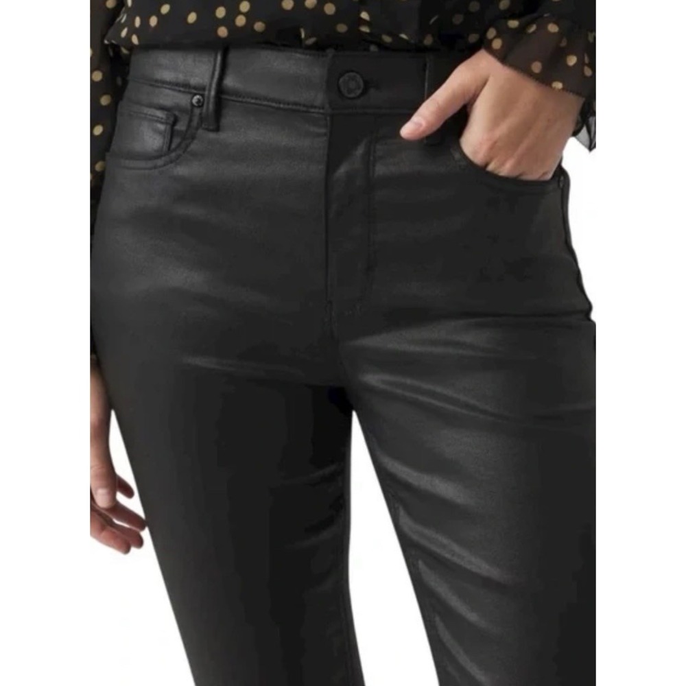 High Rise Black Shiny Skinny Pants WHBM Women's Size 6